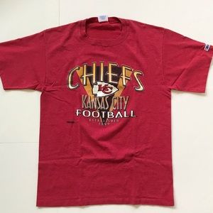 VTG KANSAS CITY CHIEFS RED YELLOW T SHIRT